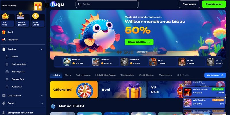 Fugu Casino: Echtgeld spielen, sichere Einzahlungsmethoden und großartige